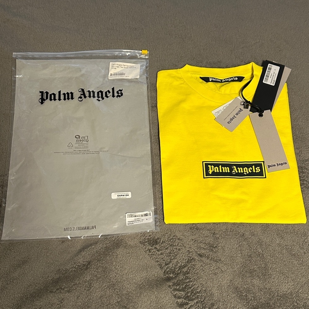 Palm Angels Logo T-Shirt Yellow Size Small Nwt